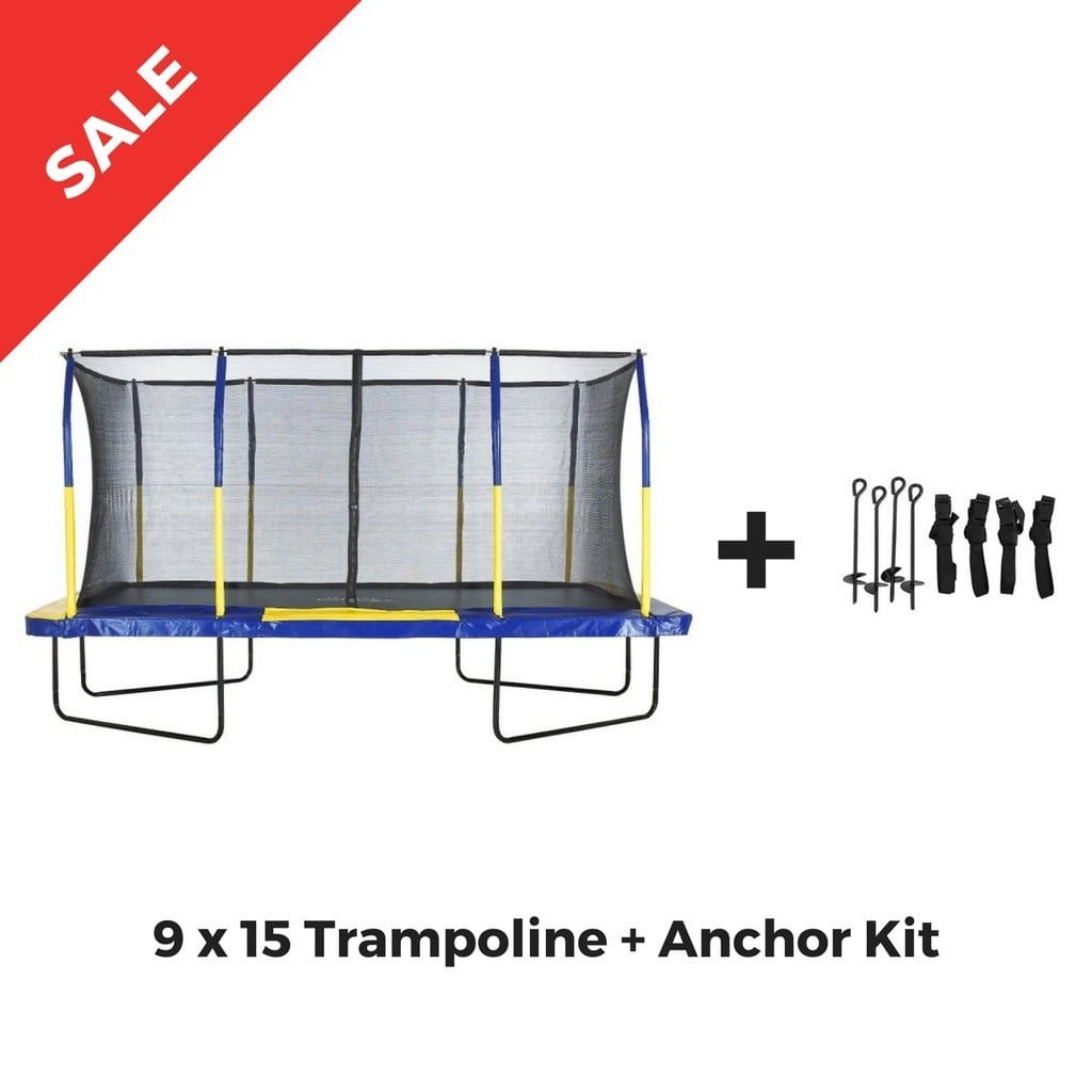BouncyTrampolines Upper Bounce Rectangle Trampoline 9 x 15 Mega with Enclosure System Bouncy Trampolines