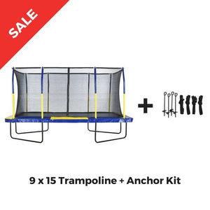 Upper Bounce Rectangle Trampoline 9 x 15 Mega with Enclosure System - Rectangle Trampolines